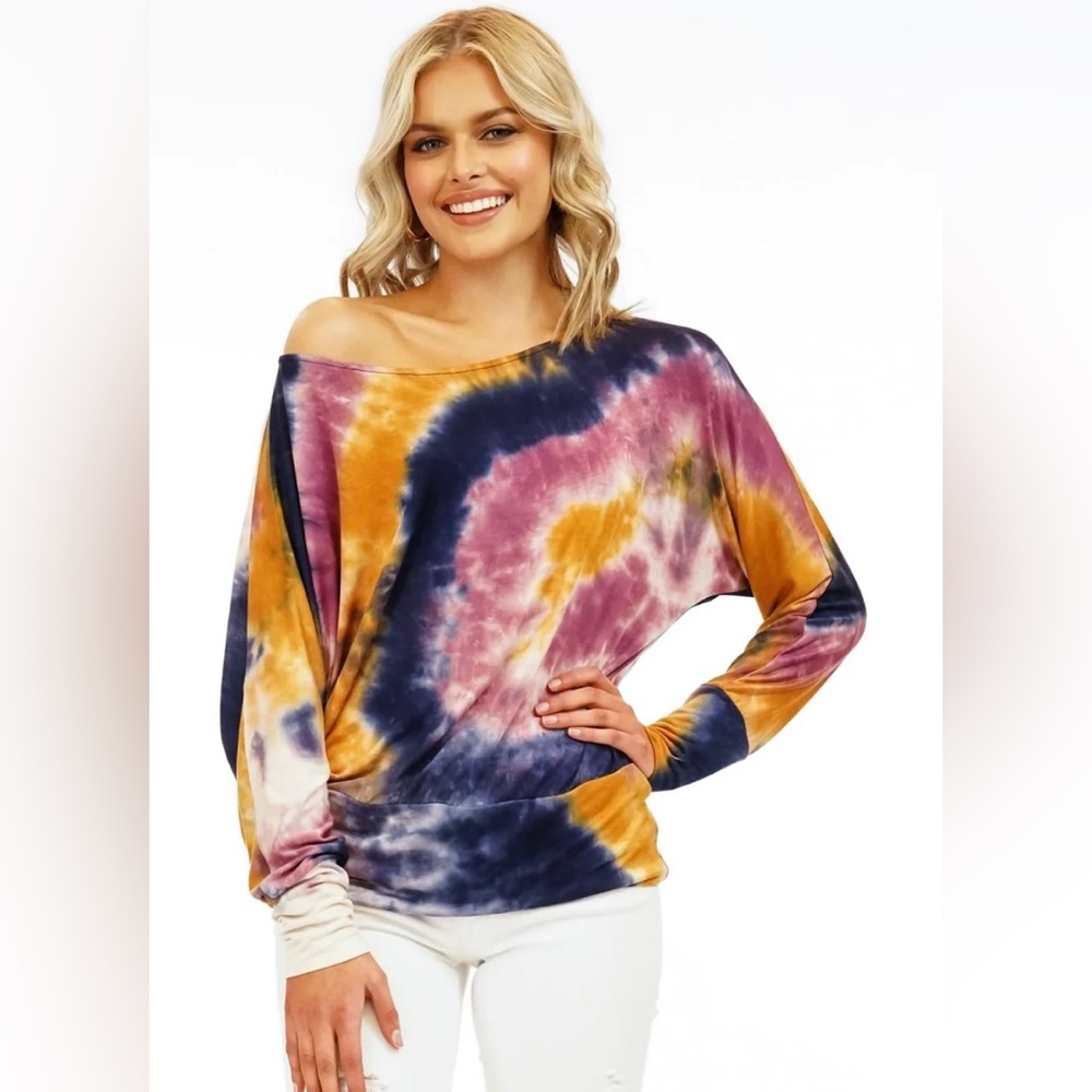 Veronica M ♥️ Sunrise Jersey Tie Dye Dolman Top